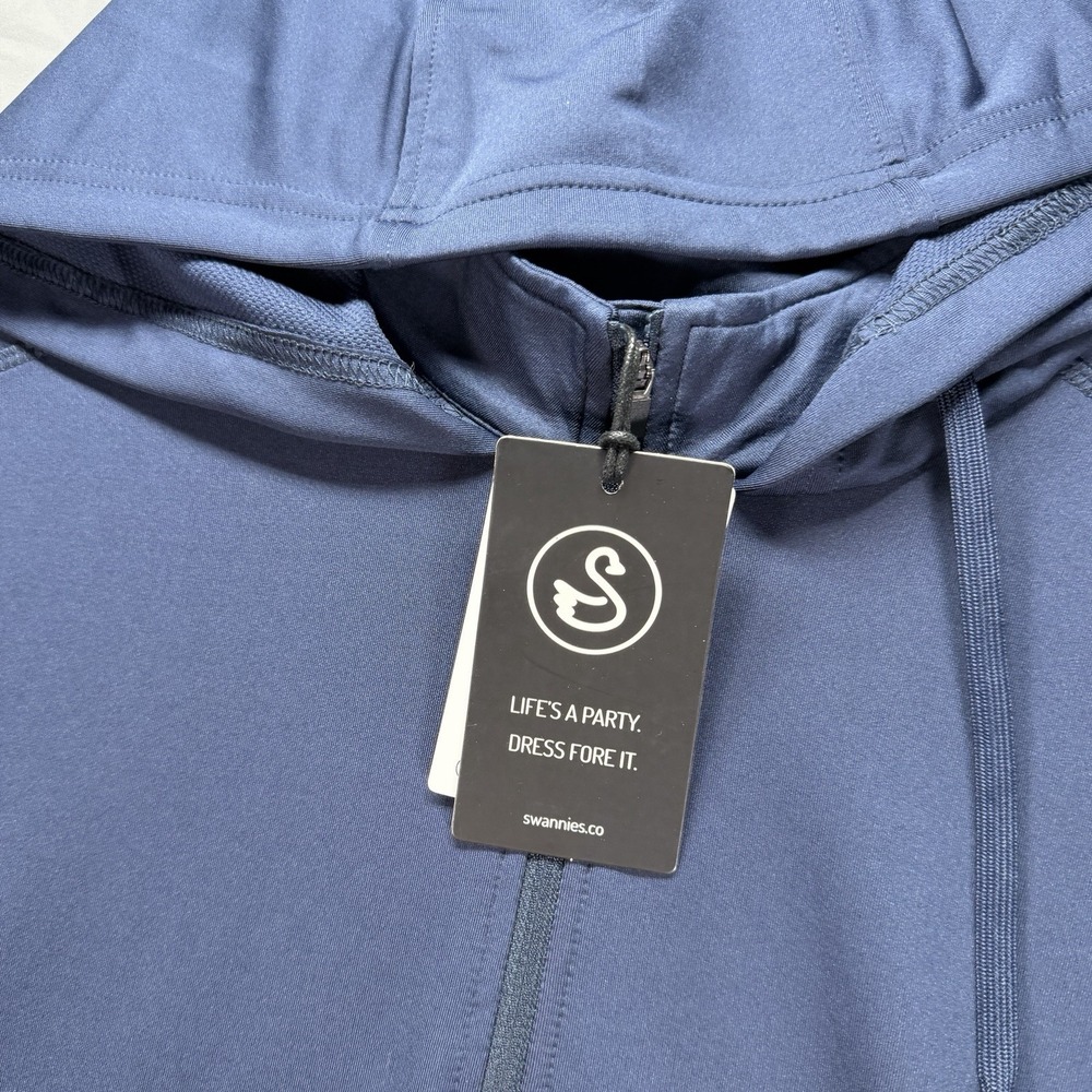 New Swannies Vandyke Mens 2XL Navy Blue Lightweight Performance Zip Golf Hoodie - Picture 5 of 10